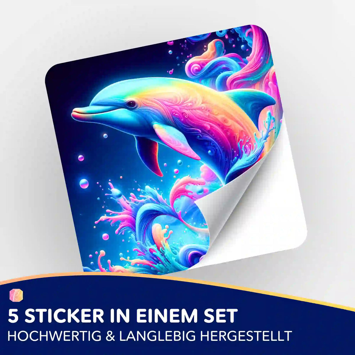 5er-Set Aufkleber mit buntem Delfin-Motiv im Farbenmeer für Diamond Painting Zubehör und Organisation