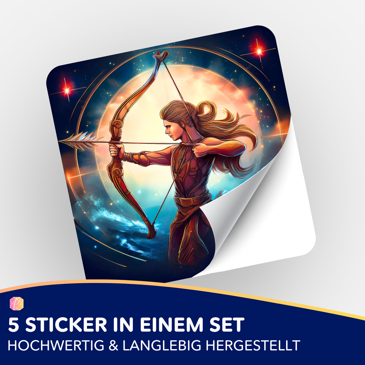 5er-Set Sticker Sternzeichen Schütze für Diamond Painting Organisation mit ästhetischem Bogenschützen Motiv