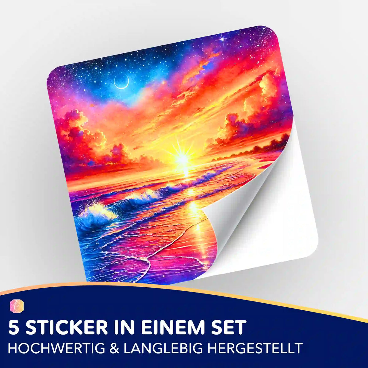 Buntes Sonnenuntergang-Sticker-Set für Diamond Painting und Bastelzubehör von Picmondoo mit Sterne-Motiv