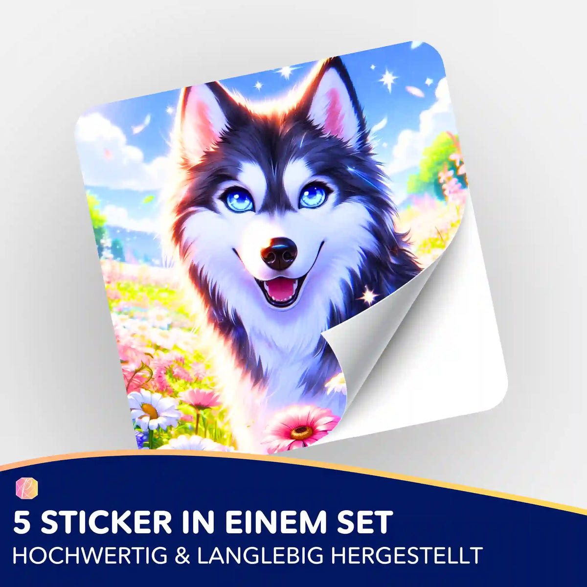 5er-Set Aufkleber mit Husky-Motiv für Diamond Painting Zubehör zur Organisation des Bastelhobbys