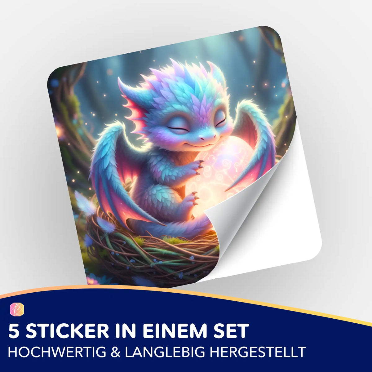 Picmondoo 5er-Sticker-Set Lichtdrache Faye für Diamond Painting Fans und Malen nach Zahlen Organisation