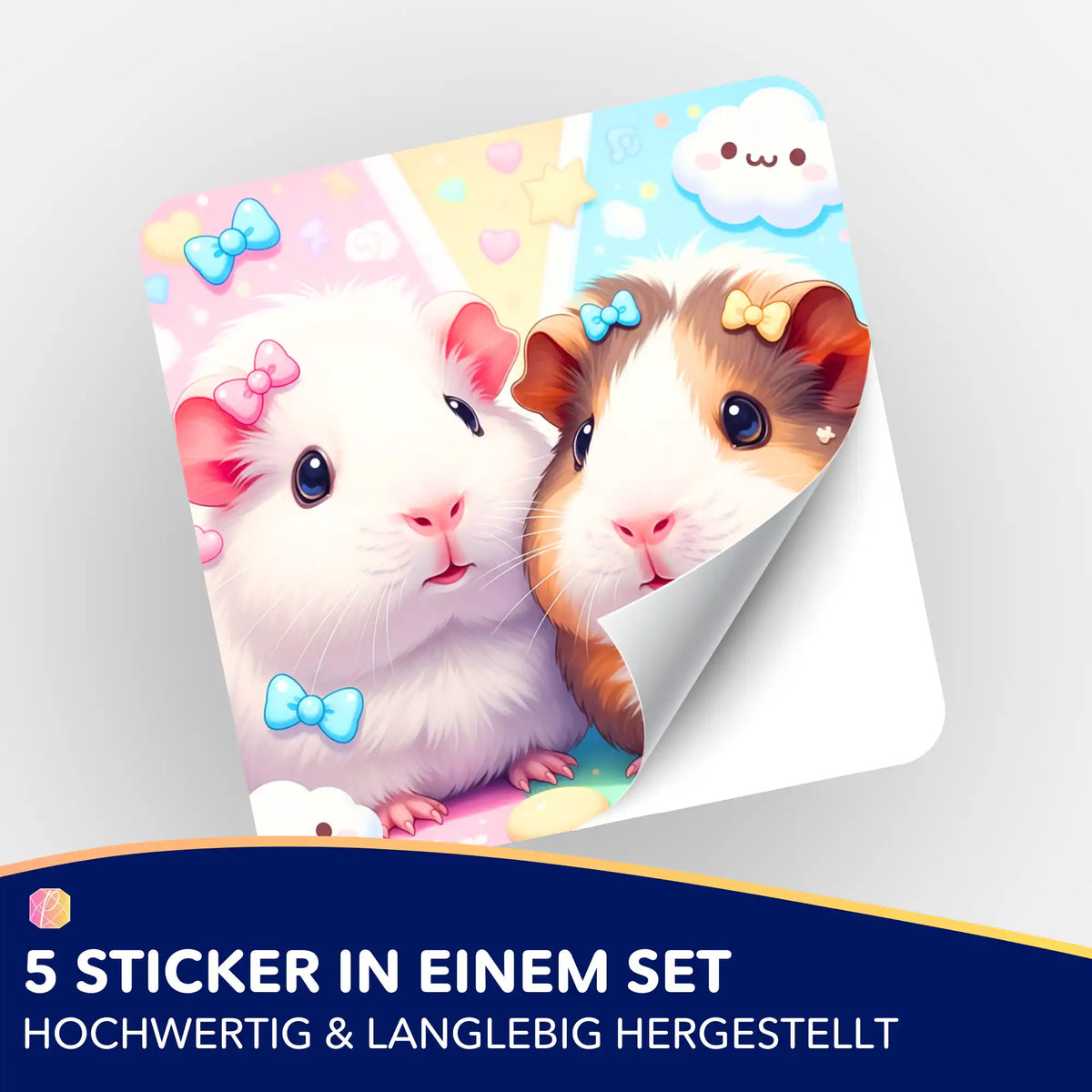 Picmondoo Maggie und Moritz Aufkleber-Set für Diamond Painting und Malen nach Zahlen Fans mit niedlichen Meerschweinchen.