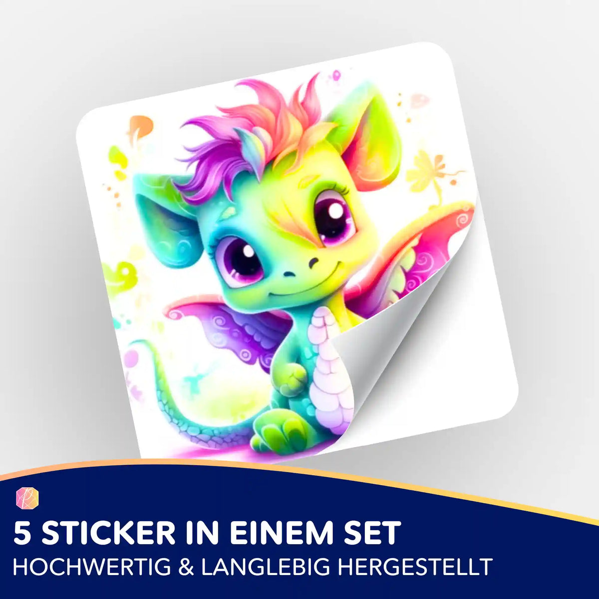 Buntes Happy Dragon Sticker-Set für Diamond Painting Fans zur Organisation von Zubehör und Bastelsets