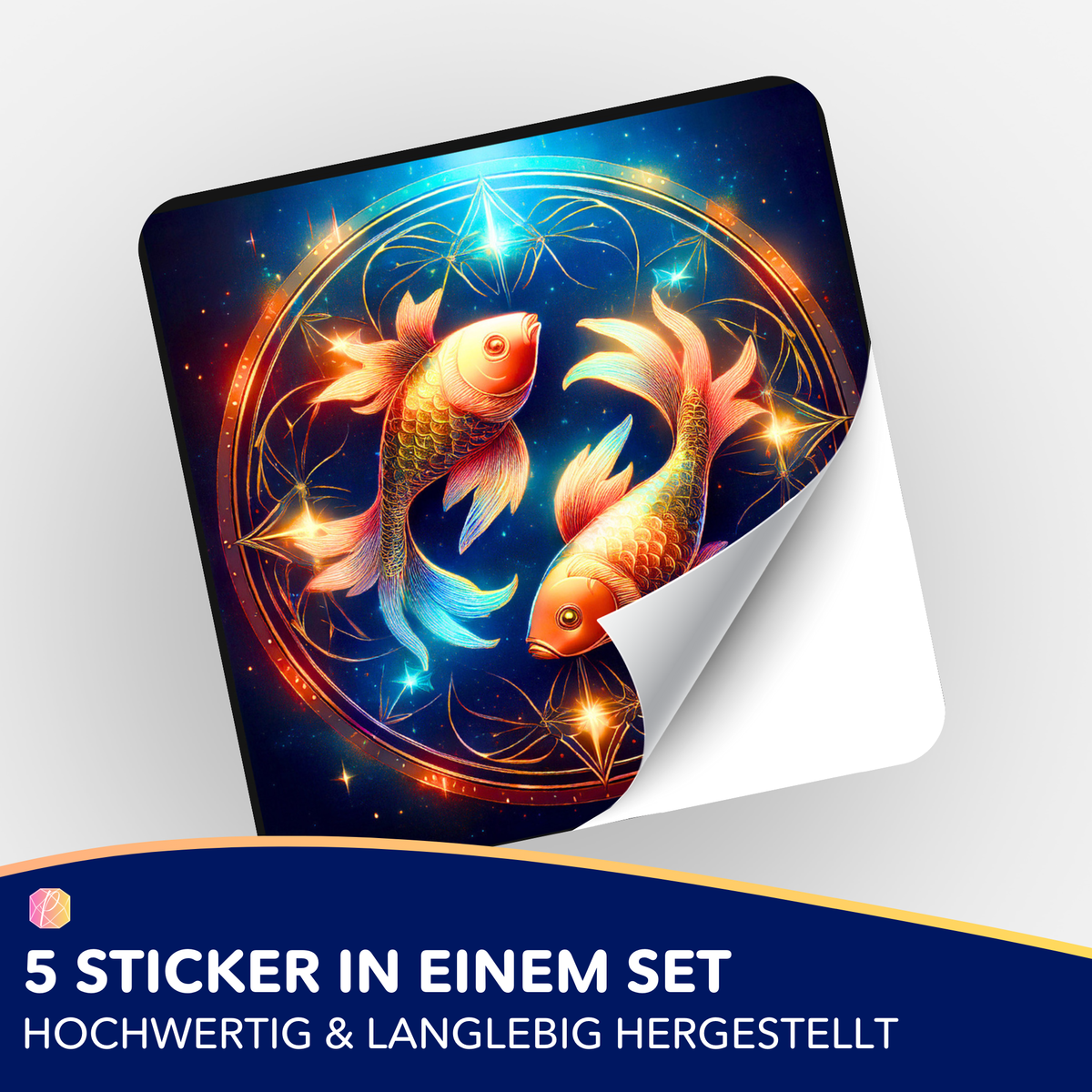 5er-Set Sticker Sternzeichen Fisch für Diamond Painting Zubehör – Hochwertige Aufkleber für DIY-Künstler
