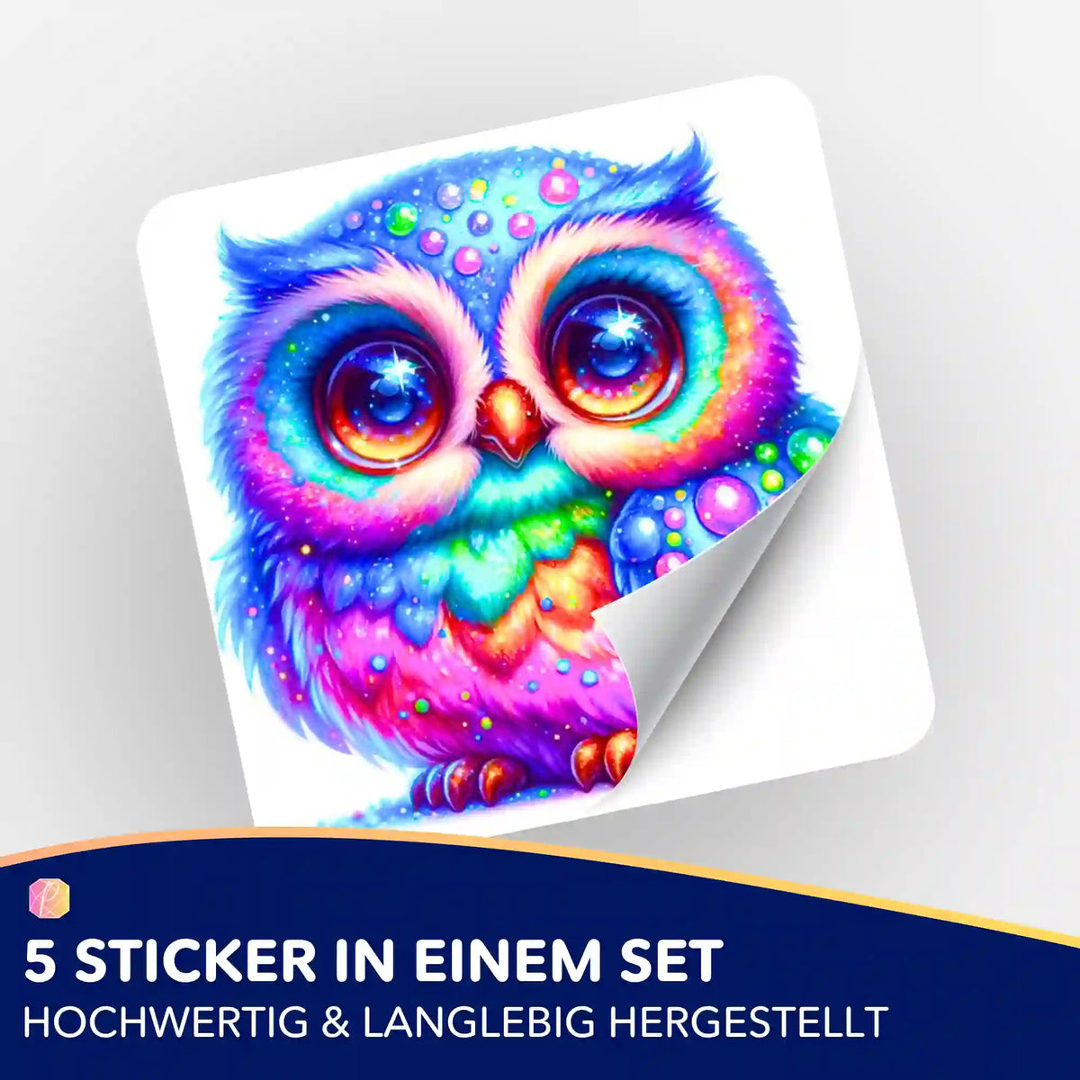 Buntes Eulen-Sticker-Set für Diamond Painting und Bastelbedarf von Picmondoo mit niedlichem Design