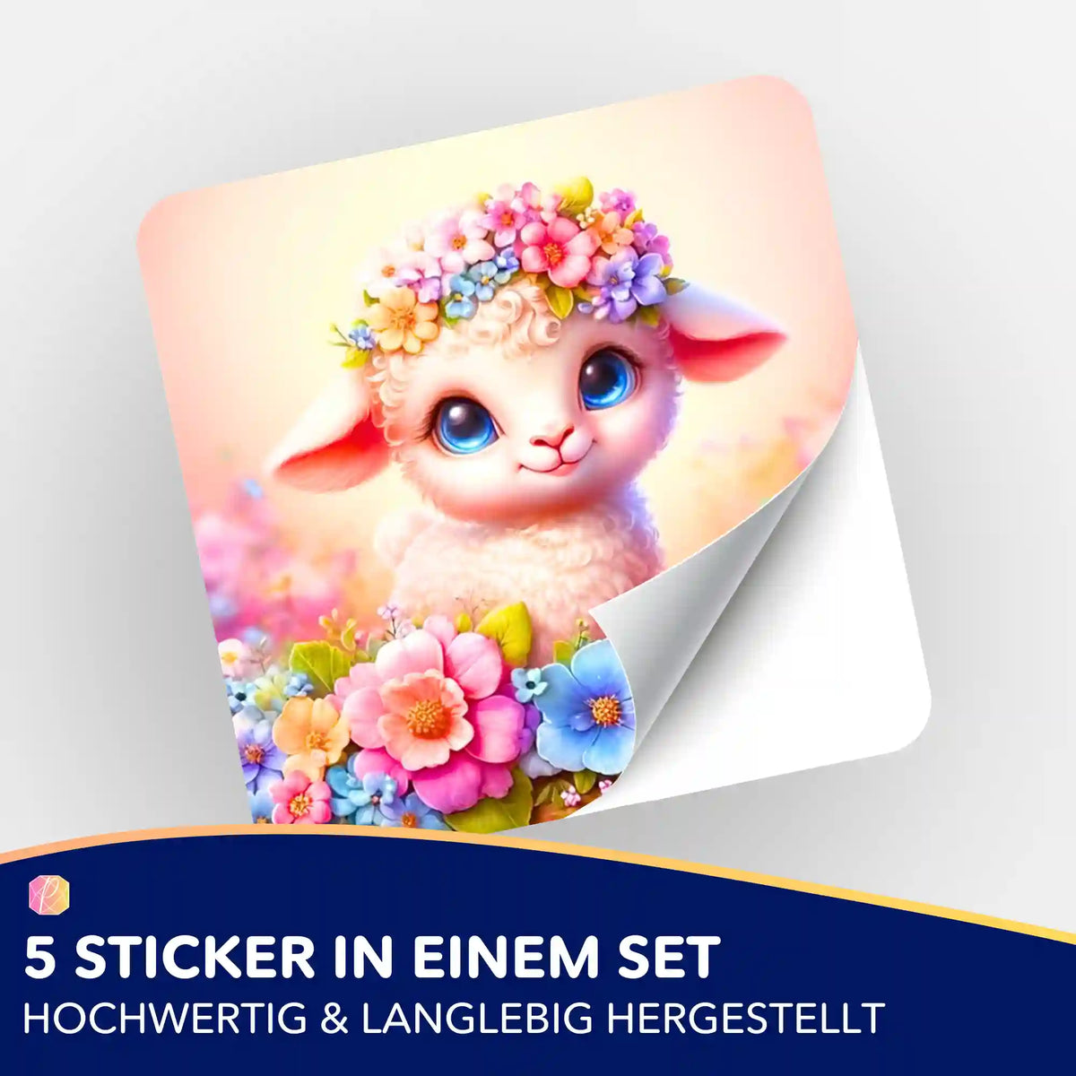 5er-Set Sticker Osterlämmchen Lupina mit Blumenkranz für Diamond Painting Ordnung und Organisation
