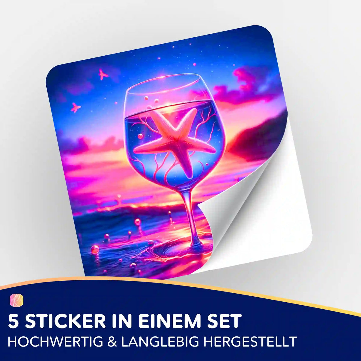 Picmondoo 5er-Set Seesternzauber Sticker für Diamond Painting und DIY-Bastelprojekte mit buntem Seestern-Motiv