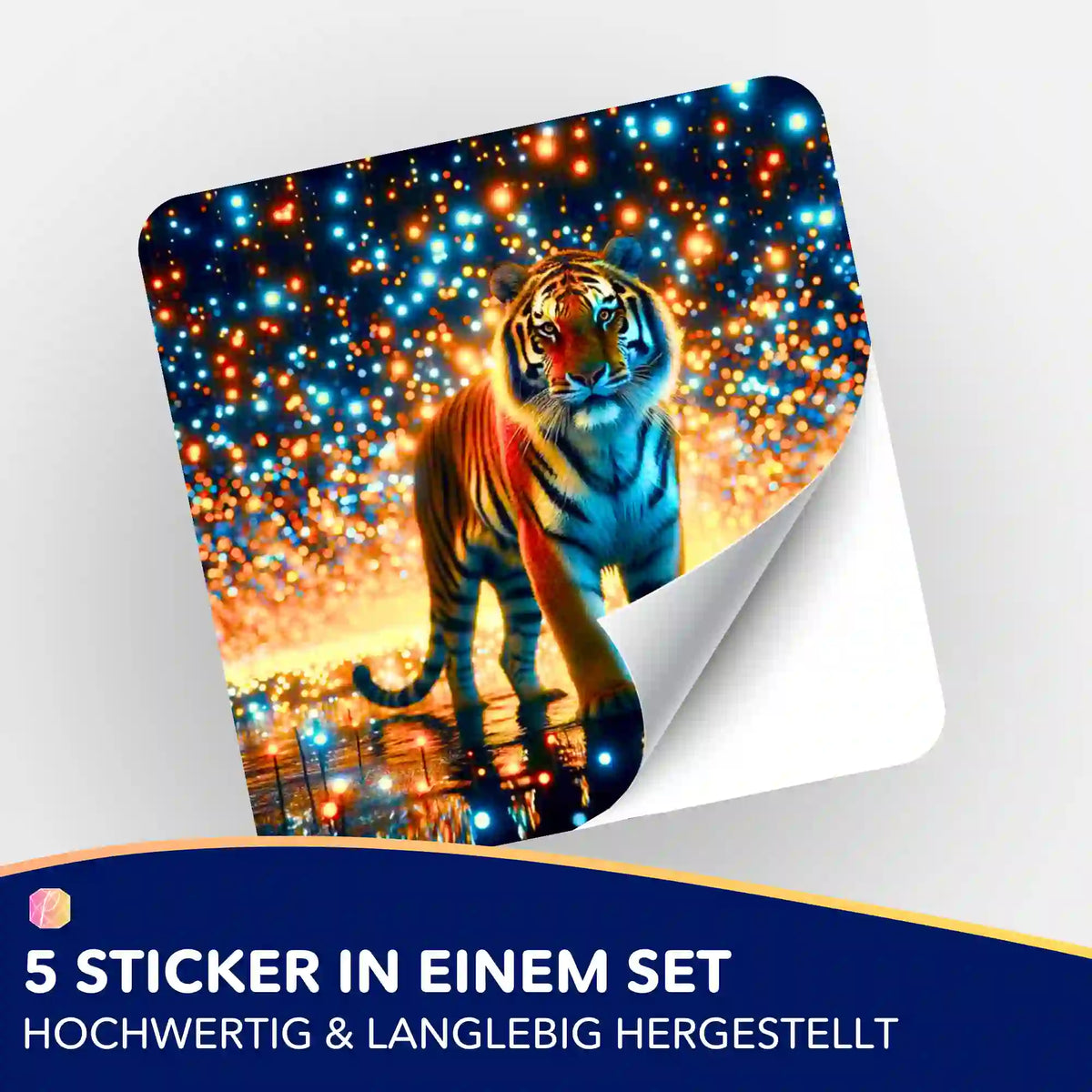 5er-Set Sticker mit Tiger-Motiv Sternenwächter zur Organisation von Diamond Painting und Malen nach Zahlen Projekten
