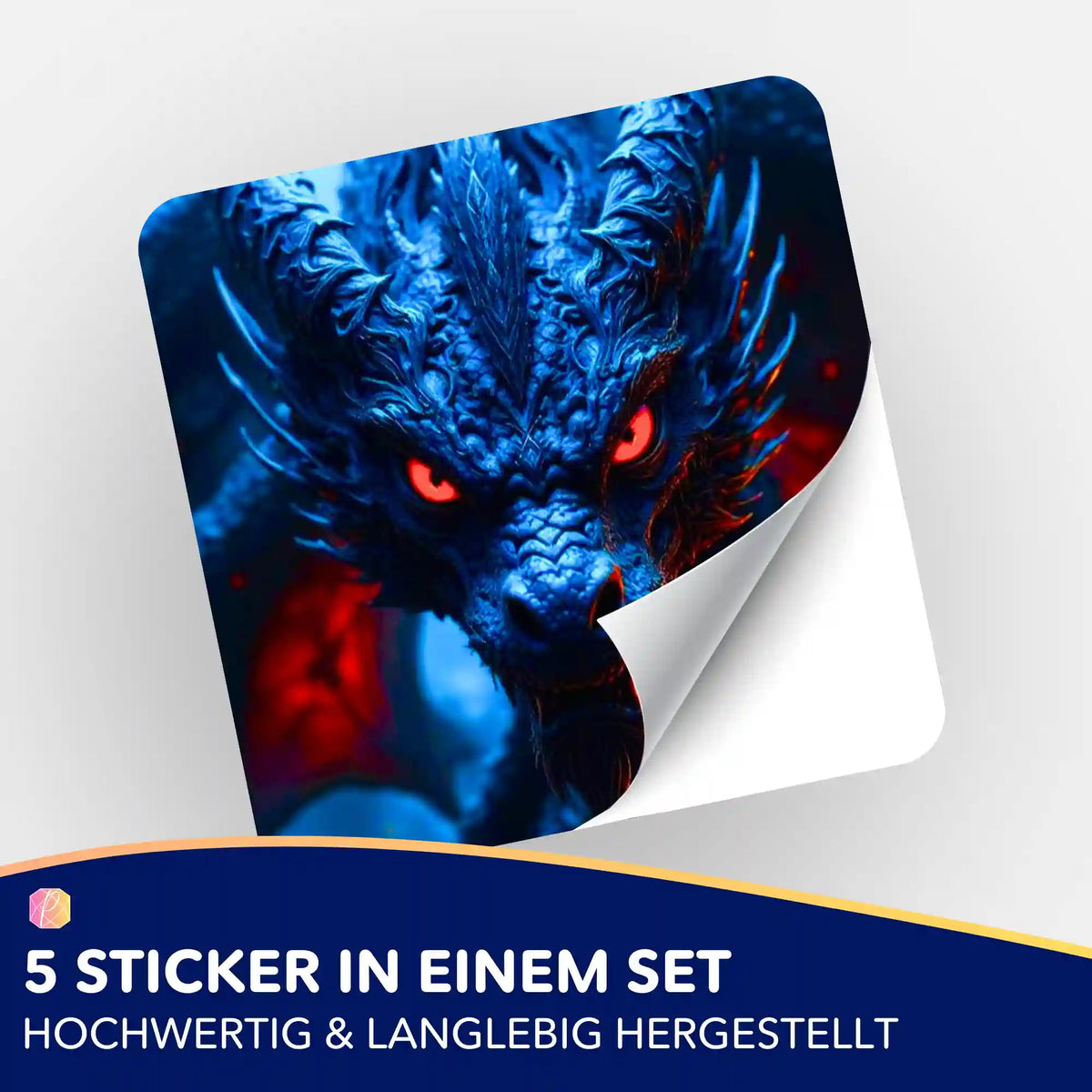 5er-Set Sticker mit Red Eyes Dragon Motiv zur Organisation von Diamond Painting und Malen nach Zahlen Zubehör
