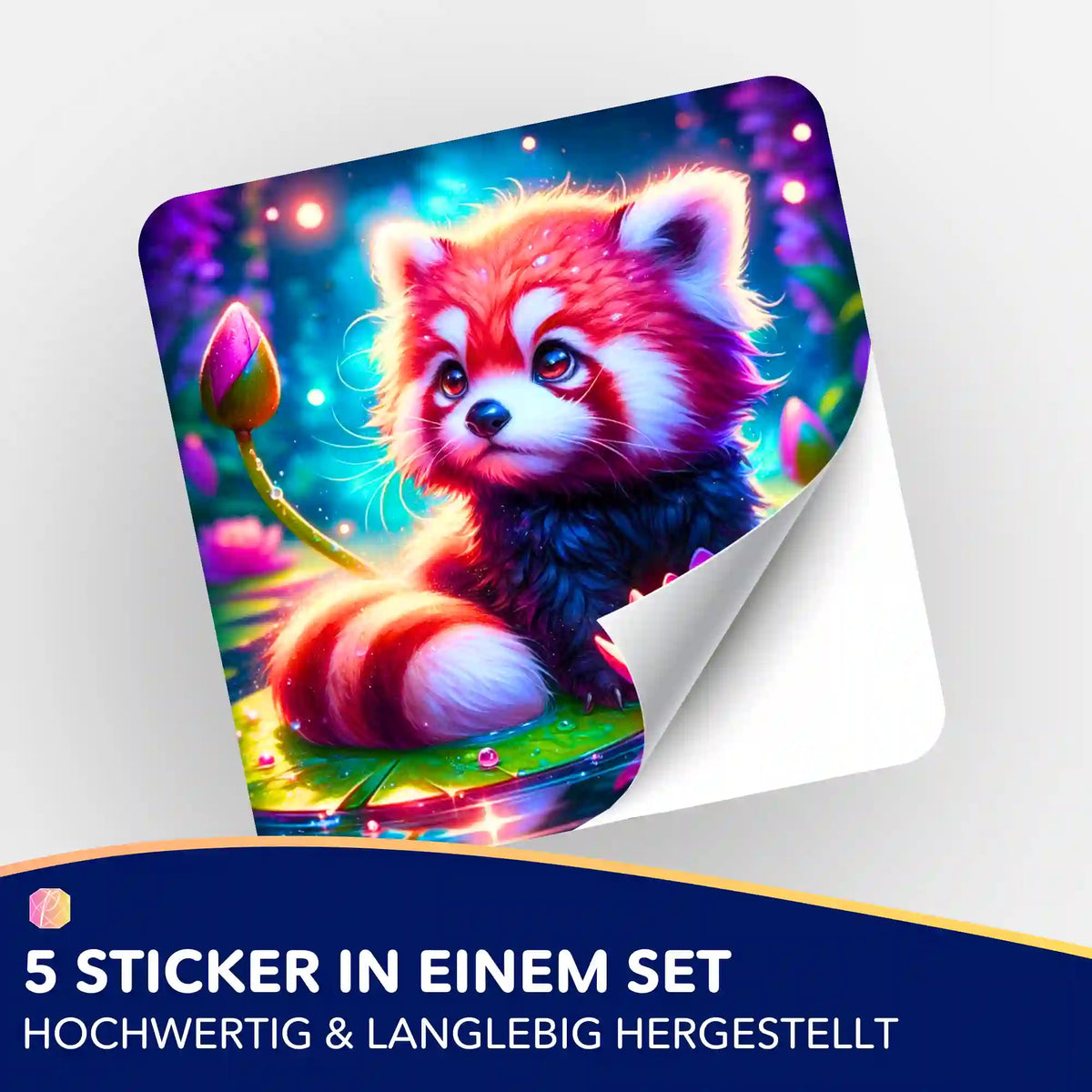 Miko Roter Panda Sticker 5er-Set als Zubehör für Diamond Painting und Malen nach Zahlen Motive