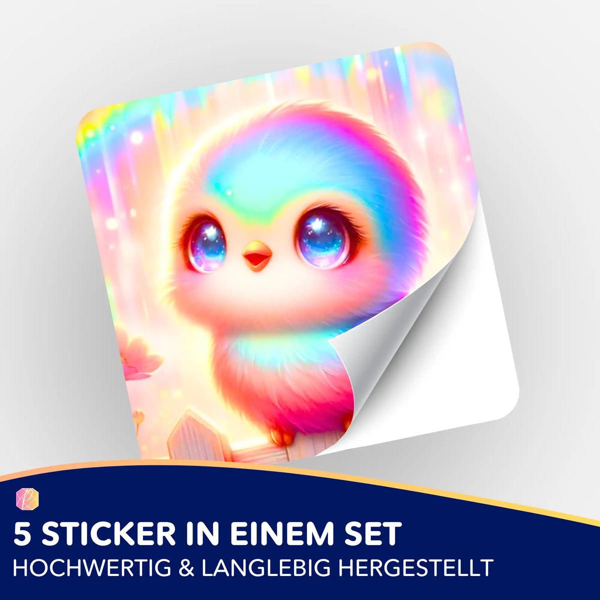 Buntes Piepmatz Lotti Aufkleber 5er-Set für Diamond Painting Fans und Organisation von Bastelprojekten