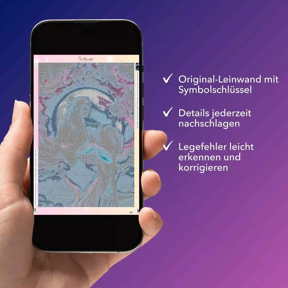 Digitale Diamond Painting Bildmappe auf Smartphone für Motiv Black Panther Kirschblütentraum inklusive Symbolschlüssel