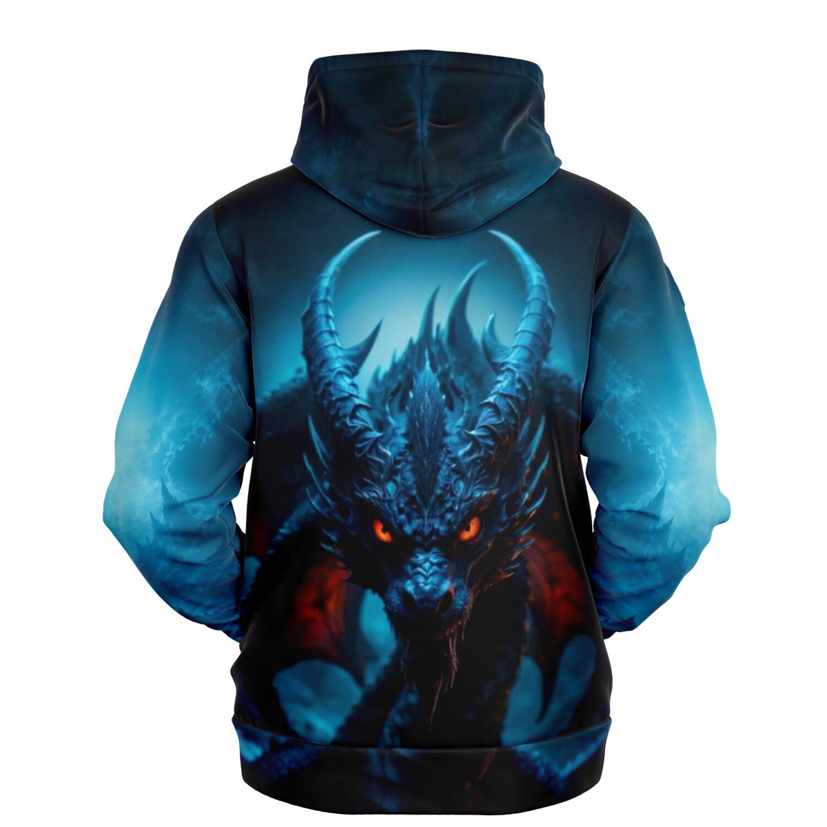 Hoodie mit Red Eyes Dragon Motiv in Blau und Schwarz für Fans von kreativen Designs und Malen nach Zahlen Kunstwerken.