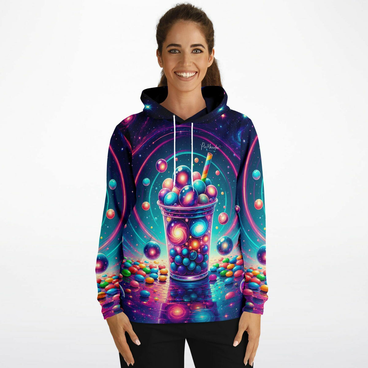 Dreamer Hoodie im Bubble Tea Universum Design mit galaktischem Space-Motiv für Fans von Malen nach Zahlen und Diamond Painting