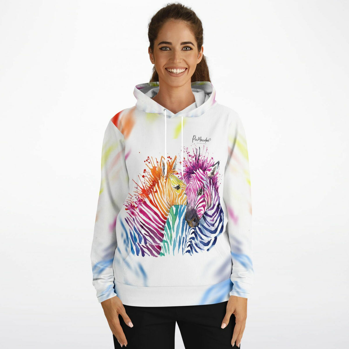 Dreamer Hoodie mit buntem Zebra-Motiv im Stil von Malen nach Zahlen für kreative Diamond Painting Fans