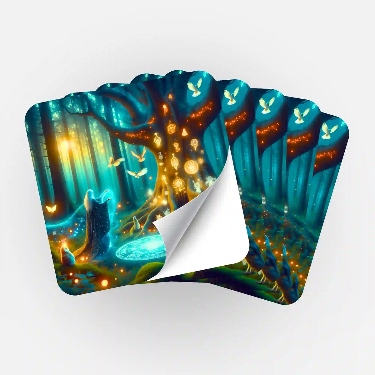 5er-Set Hexennacht Sticker für Diamond Painting und Bastelbedarf mit magischem Waldmotiv und leuchtenden Details