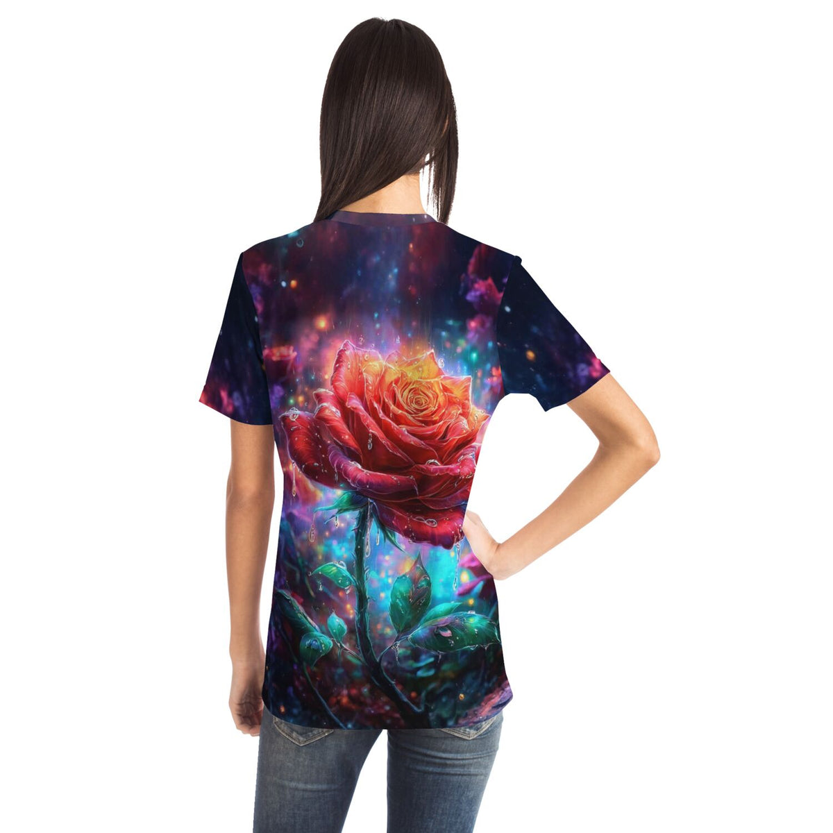 T-Shirt mit künstlerischem Rosen-Motiv im Regentanz Design, ideal für Fans von Diamond Painting und Malen nach Zahlen