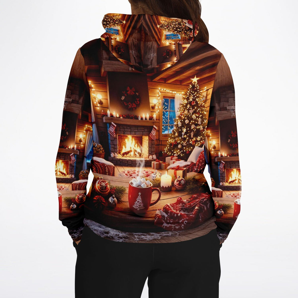 Dreamer Hoodie Holy Night mit weihnachtlichem Kaminzimmer-Motiv für Fans von Diamond Painting und Malen nach Zahlen