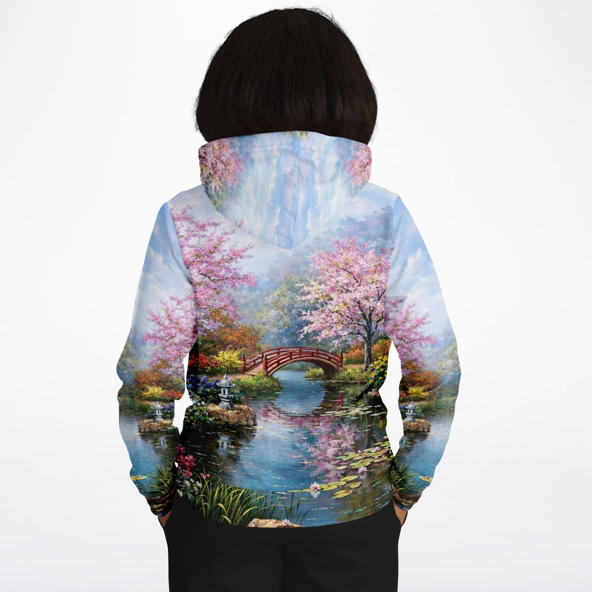 Hoodie mit Motiv Chinesischer Garten inspiriert von Diamond Painting und Malen nach Zahlen Kunstwerken