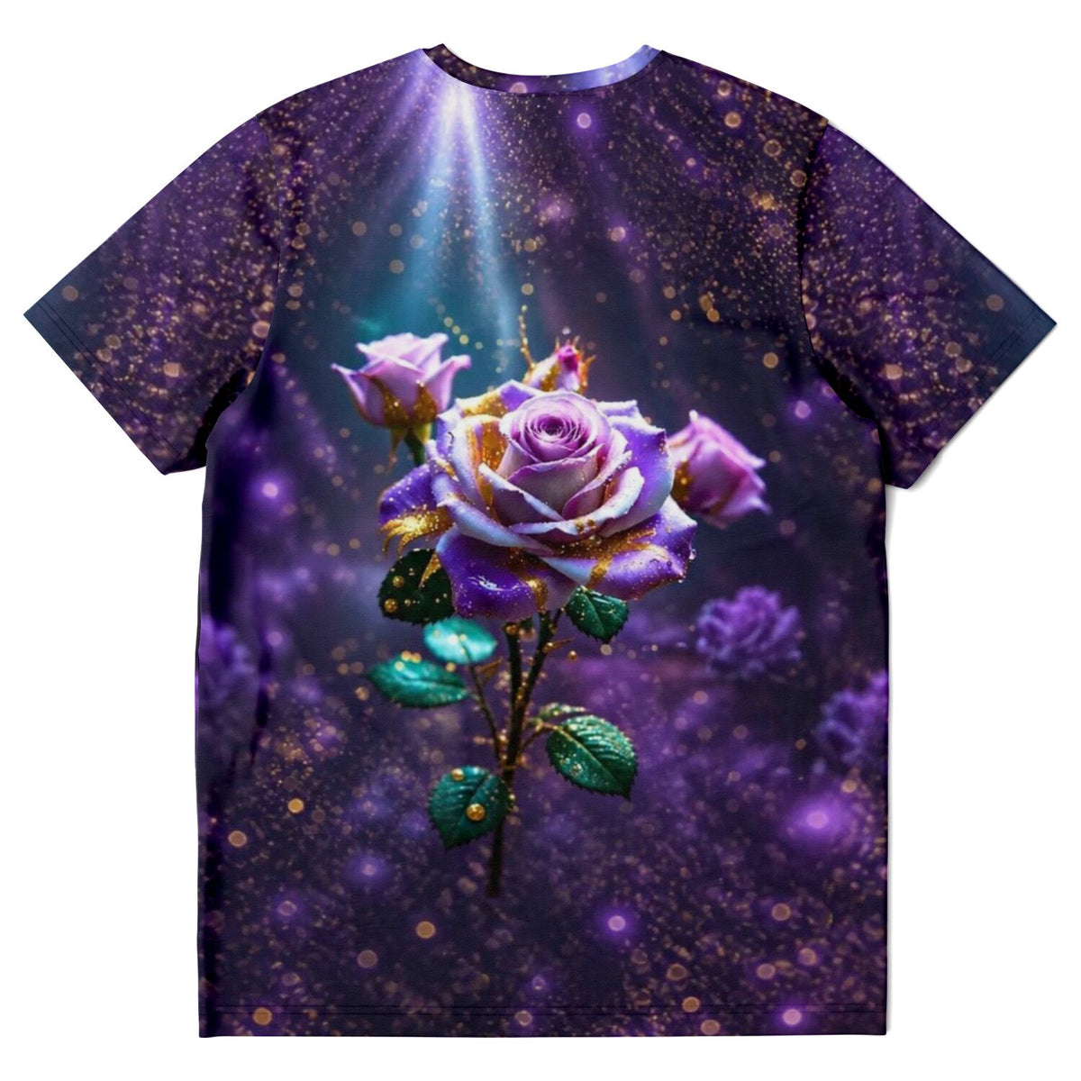 Dreamer T-Shirt Amethystrose mit funkelndem Rosenmotiv im Stil von Diamond Painting und Malen nach Zahlen Kunst