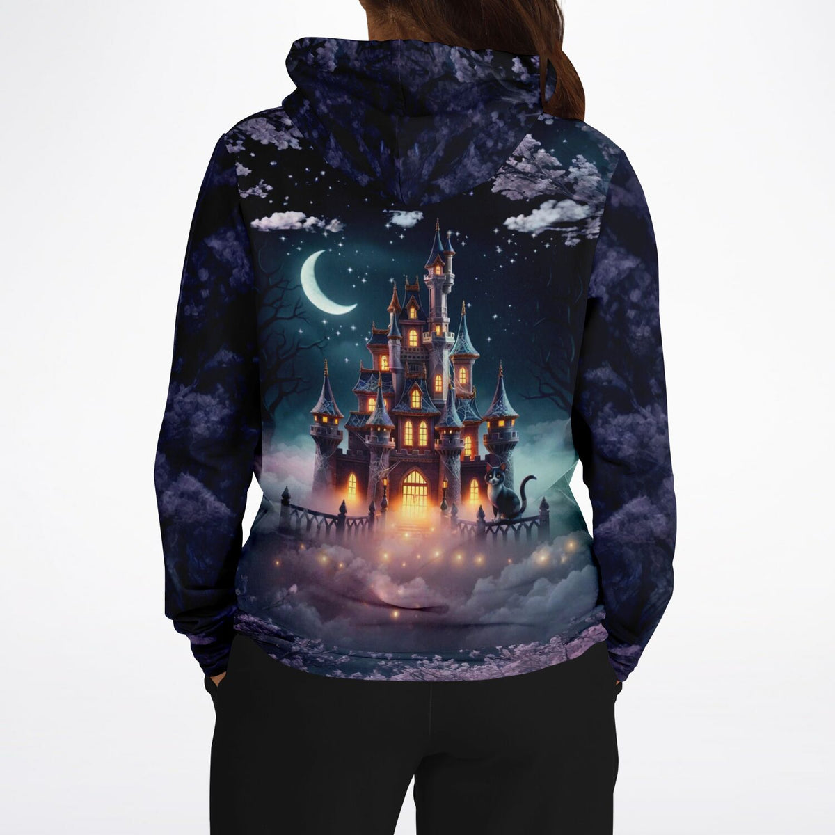 Dreamer Hoodie mit Nachtschloss Motiv, passend im Stil zu Diamond Painting und Malen nach Zahlen für Erwachsene