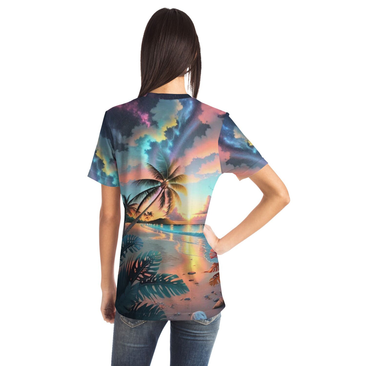 Dreamer T-Shirt mit buntem Palmen-Motiv wie bei Diamond Painting oder Malen nach Zahlen für Erwachsene