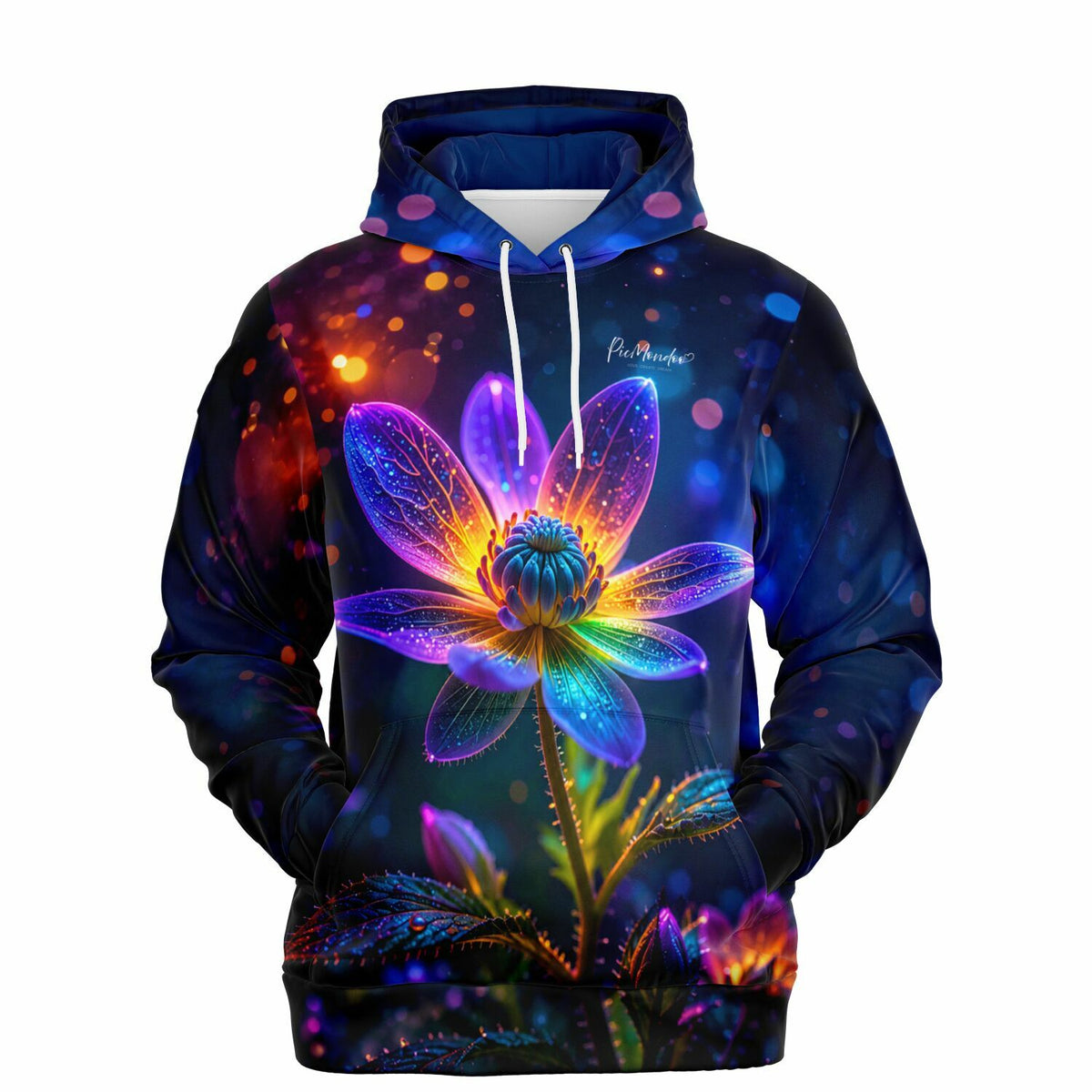 Dreamer Hoodie Im Kern des Lichts mit leuchtendem Blumenmotiv im Stil unserer Diamond Painting und Malen nach Zahlen Sets