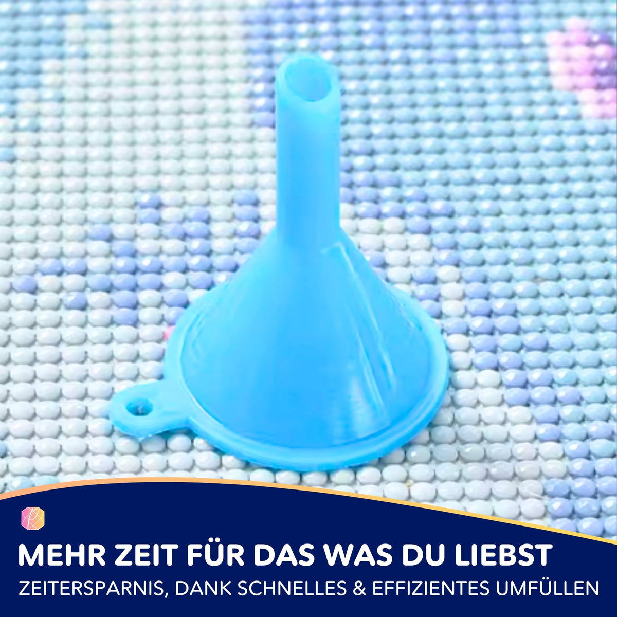 Blauer Mini-Trichter für Diamond Painting Steine zum einfachen Umfüllen und Organisieren von Zubehör