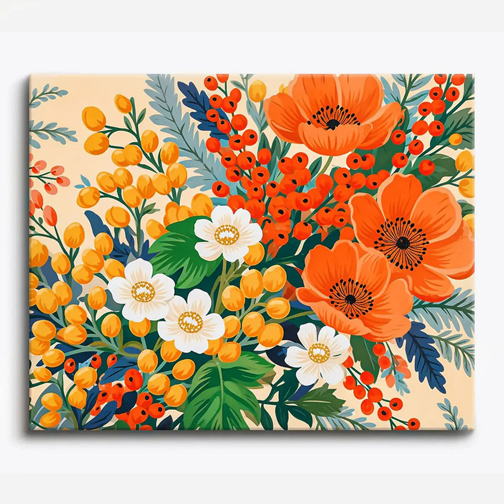 Peinture par numéros - Farandole de fleurs