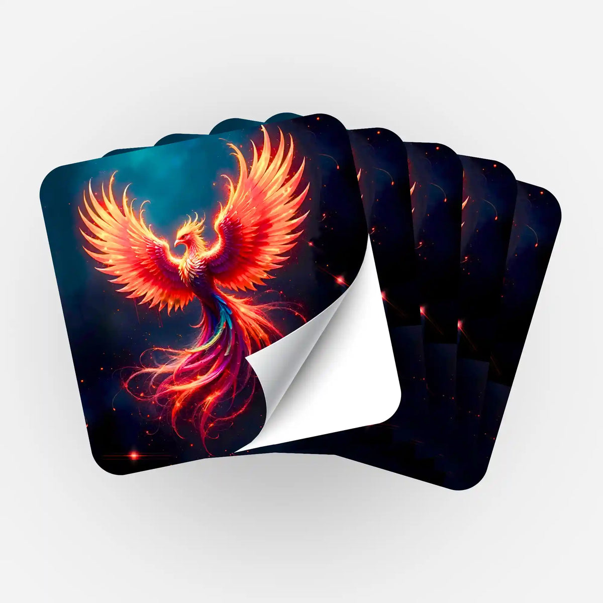5er-Set Sparkle Phönix Aufkleber für Diamond Painting Zubehör mit leuchtendem Design des Feuervogels