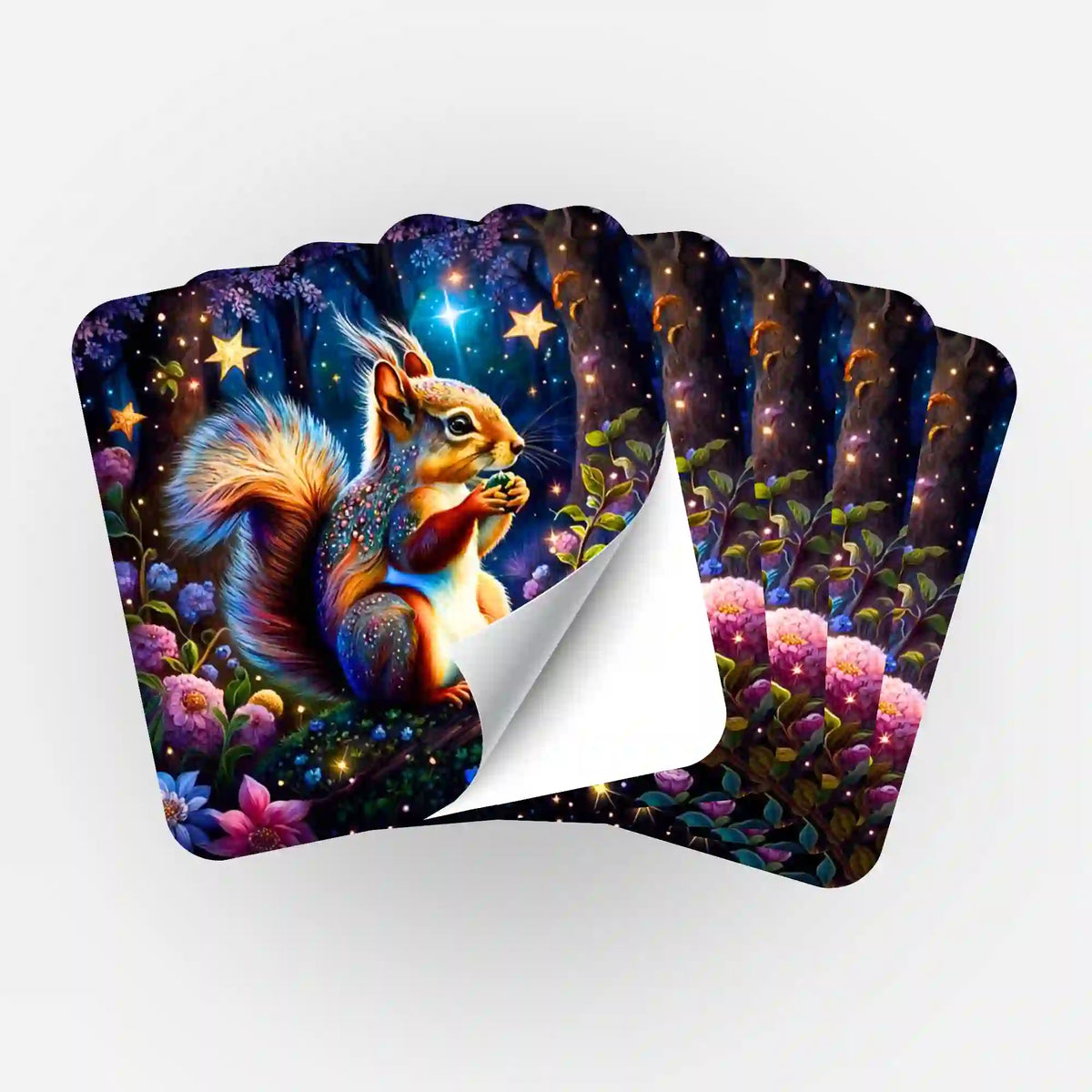 5er-Set Sticker mit Eichhörnchen im Zauberwald Motiv für Diamond Painting und Bastelzubehör von Picmondoo