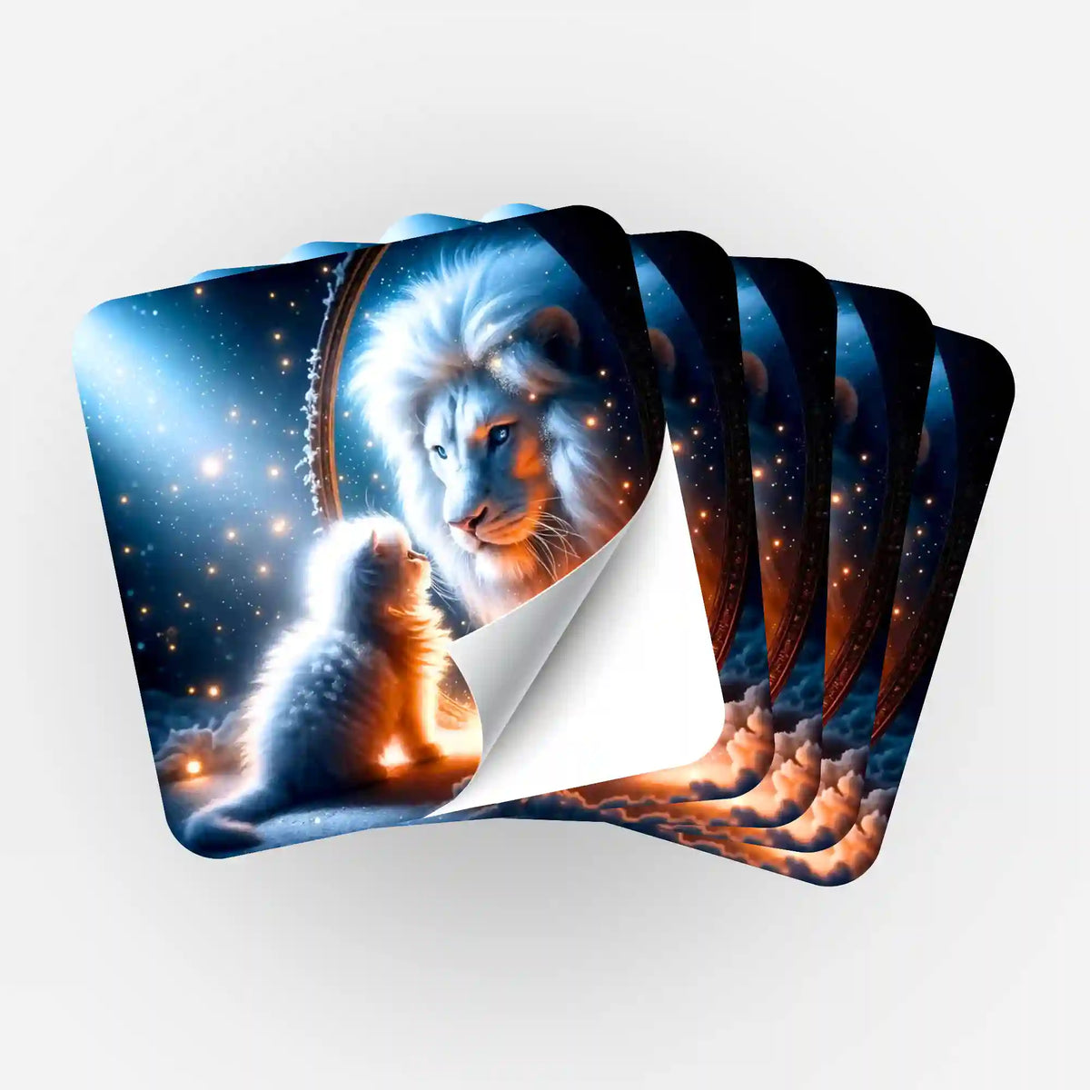5er-Set Sticker mit Löwe und Kätzchen für Diamond Painting Organisation, farbenfrohes Motiv in hochwertigem Design