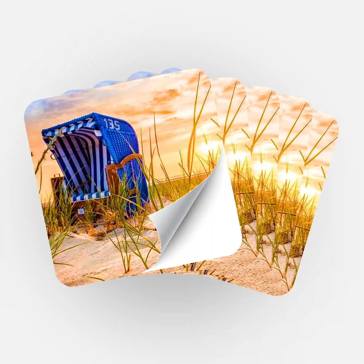 5er-Set Aufkleber mit Strandkorb-Motiv zur Organisation von Diamond Painting Zubehör und Bastelsets am Strand
