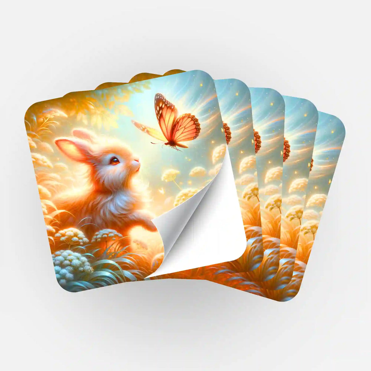 Picmondoo 5er-Set Sticker Häschenfreunde für Diamond Painting Organisation mit süßem Hasen und Schmetterling Motiv