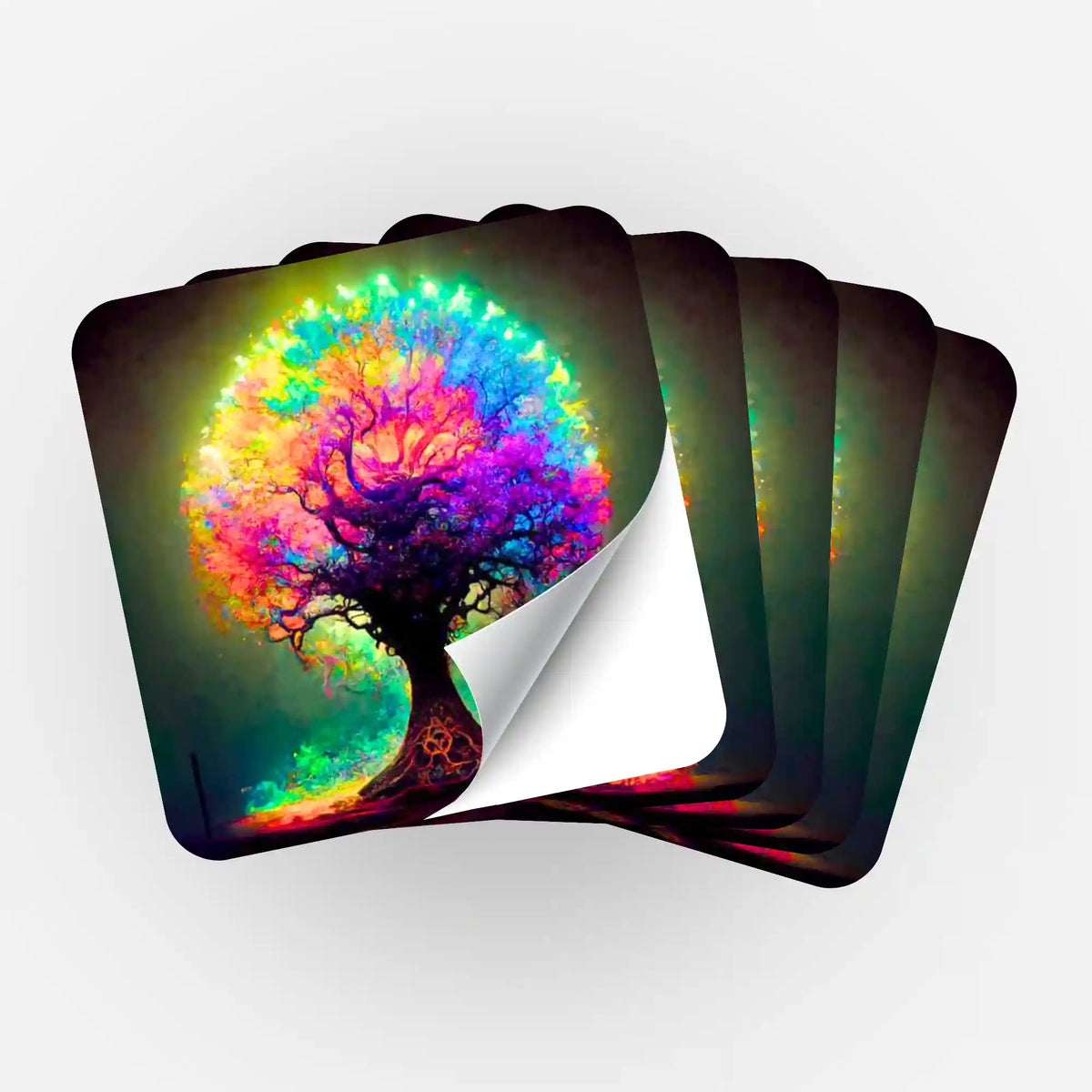 5er-Set Sticker mit buntem Diamond Painting Motiv Colorful Lightning Tree für Diamond Painting Zubehör und Organisation