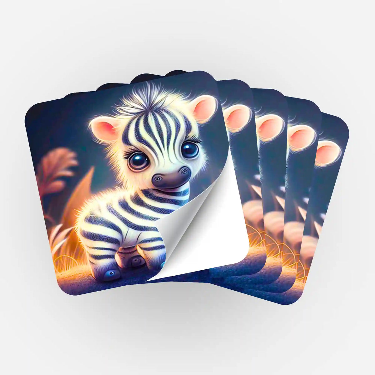 Süßes Zebrababy als 5er Sticker-Set zur Organisation von Diamond Painting Zubehör und Malen nach Zahlen Projekten