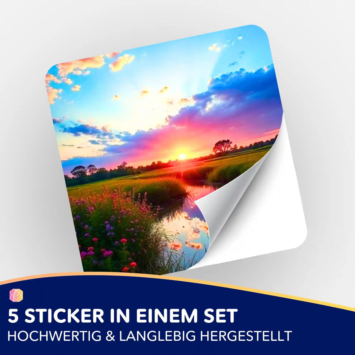 5er-Set Sticker Morgenrot für Diamond Painting und Malen nach Zahlen Organisation mit stimmungsvollem Sonnenuntergang