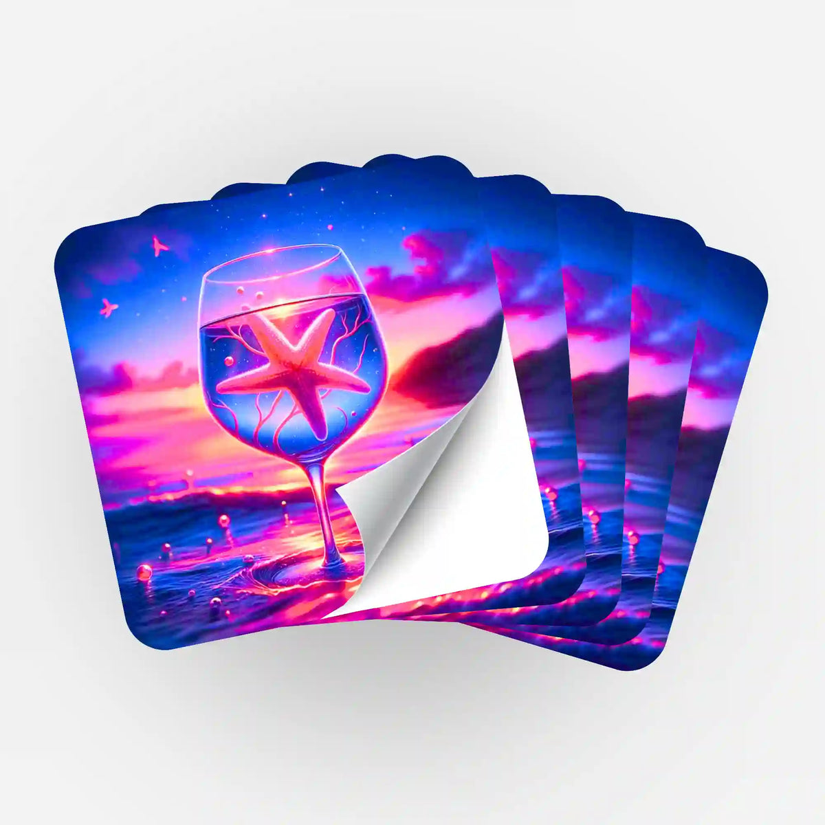 Picmondoo 5er-Set Aufkleber mit Seestern in Weinglas Motiv für Organisation beim Diamond Painting Zubehör