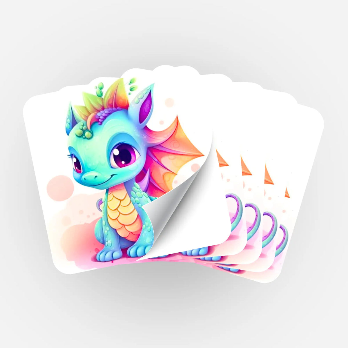 5er-Set Sticker mit süßem bunten Drachen als Zubehör für dein Diamond Painting Hobby von Picmondoo