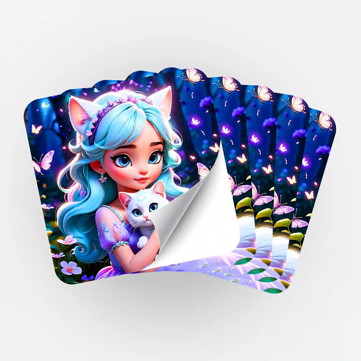 5er-Set Kim Kitty Girl Sticker für Diamond Painting und Malen nach Zahlen zur Organisation deiner kreativen Bastelsets.