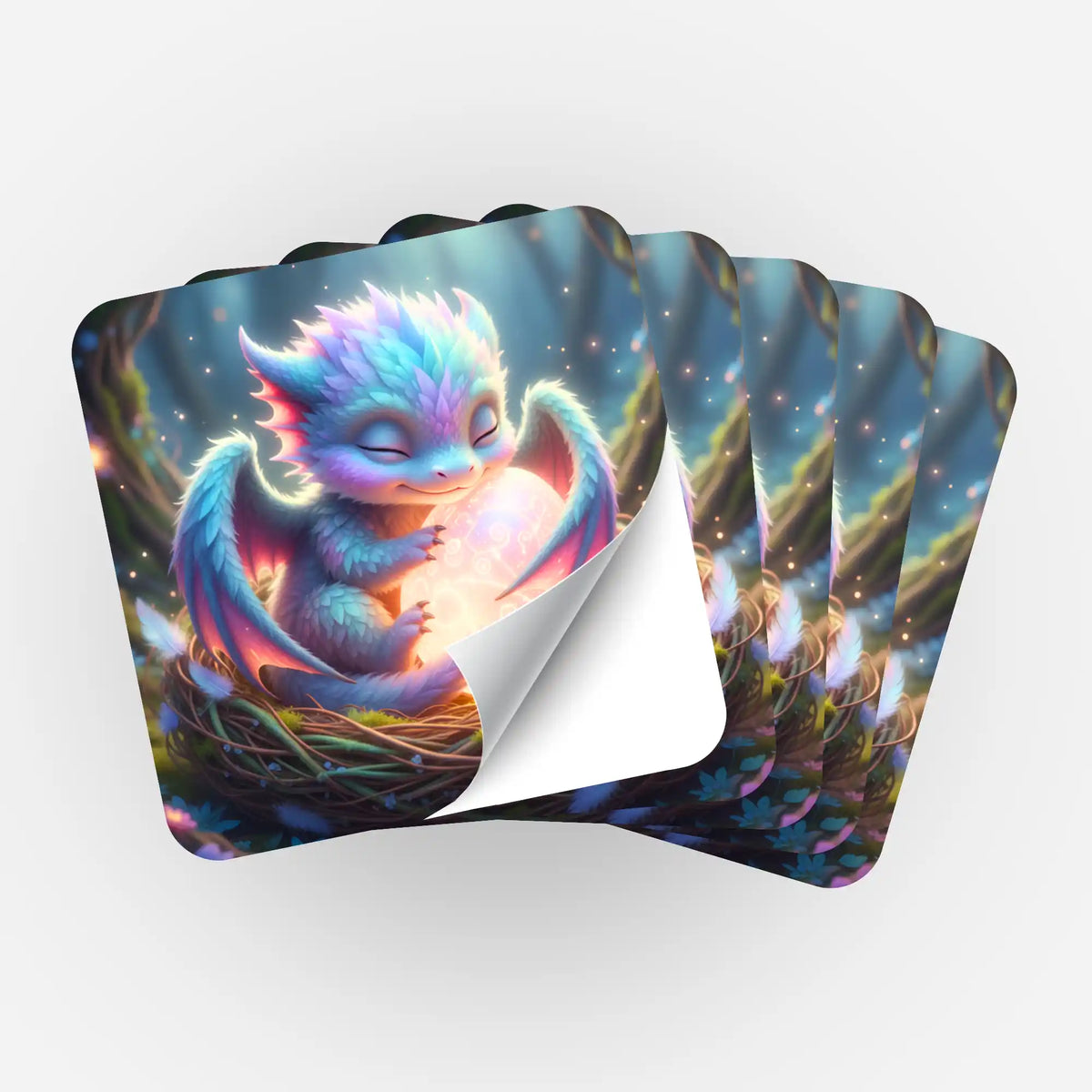 Fünf Picmondoo Aufkleber mit Lichtdrache Faye Motiv für dein Diamond Painting Zubehör und Bastelorganisation