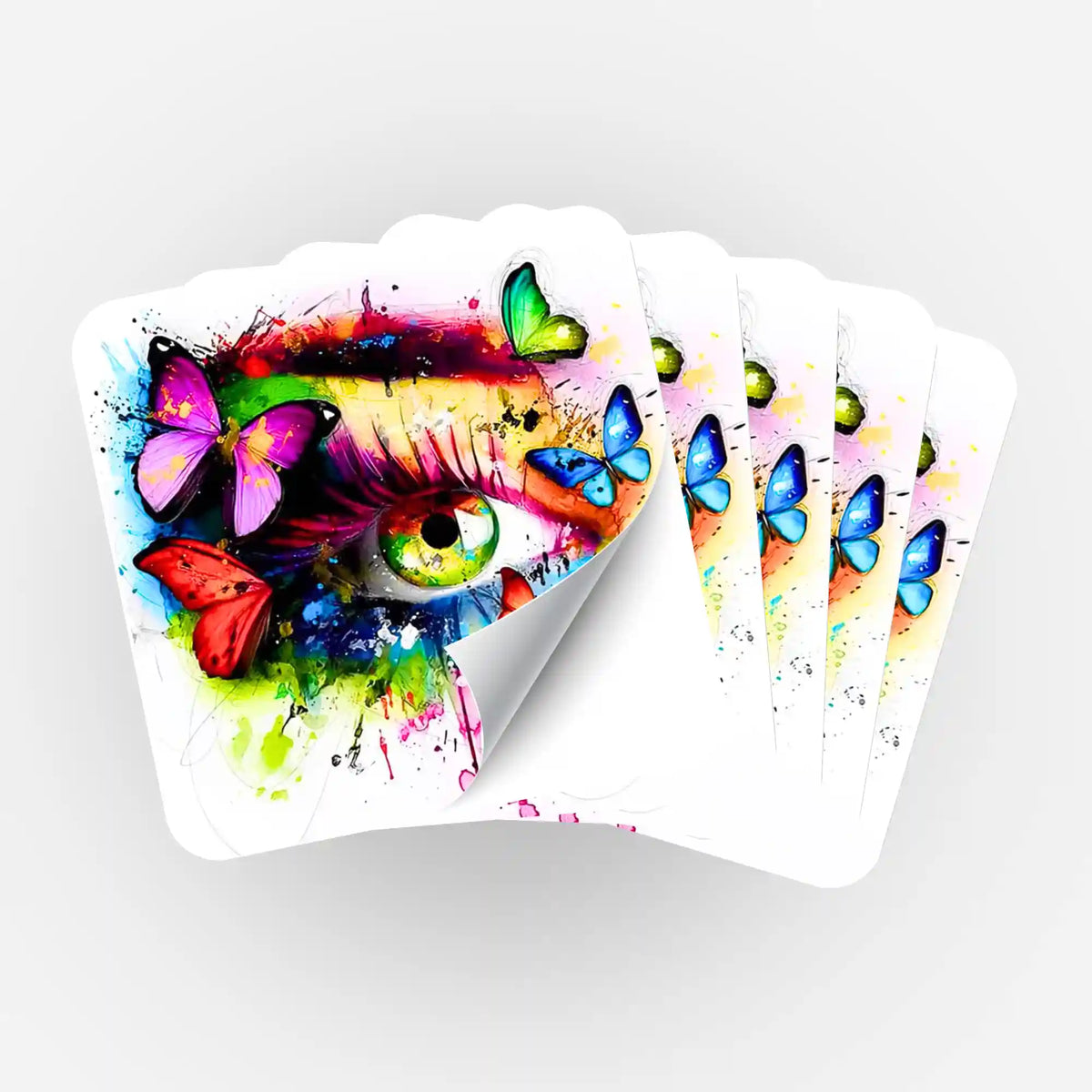 Fünfer-Set Sticker Eye of Butterflies für Diamond Painting Zubehör mit farbenfrohem Augen- und Schmetterlingsmotiv