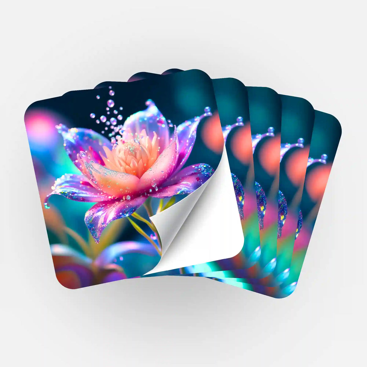 5er-Set Sticker Sternentau für Diamond Painting Zubehör mit farbenfrohem Blumenmotiv und Glitzereffekt