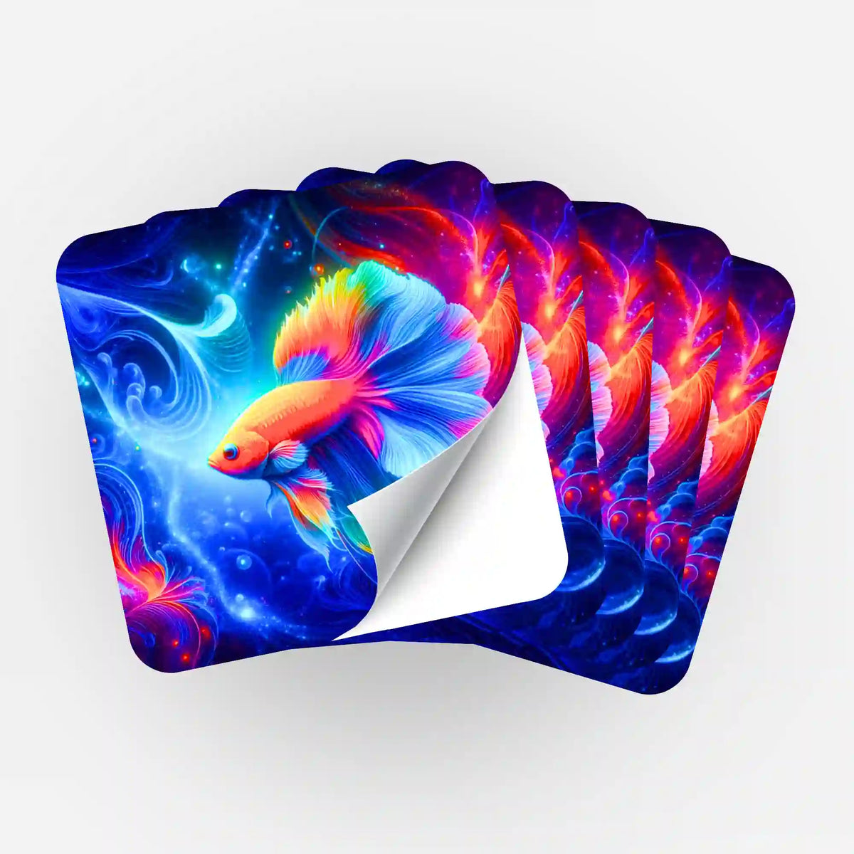 5er-Set Aufkleber Wunderwelt unter Wasser mit buntem Kampffisch für Diamond Painting Zubehör und Organisation