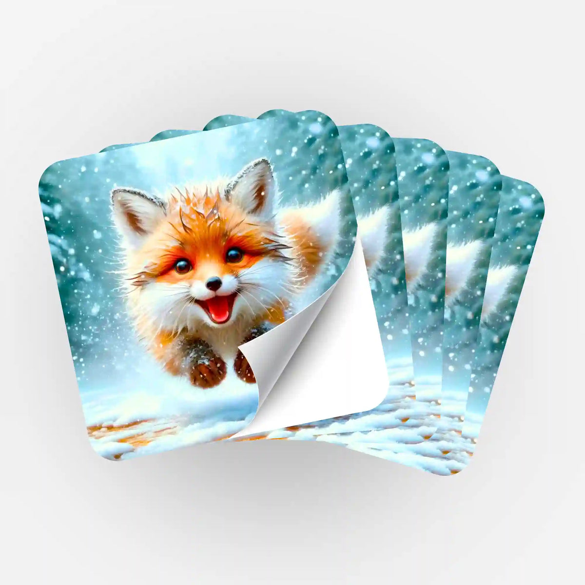 Picmondoo 5er-Set Aufkleber mit Fuchs im Winterwald für Diamond Painting und Malen nach Zahlen Zubehör.