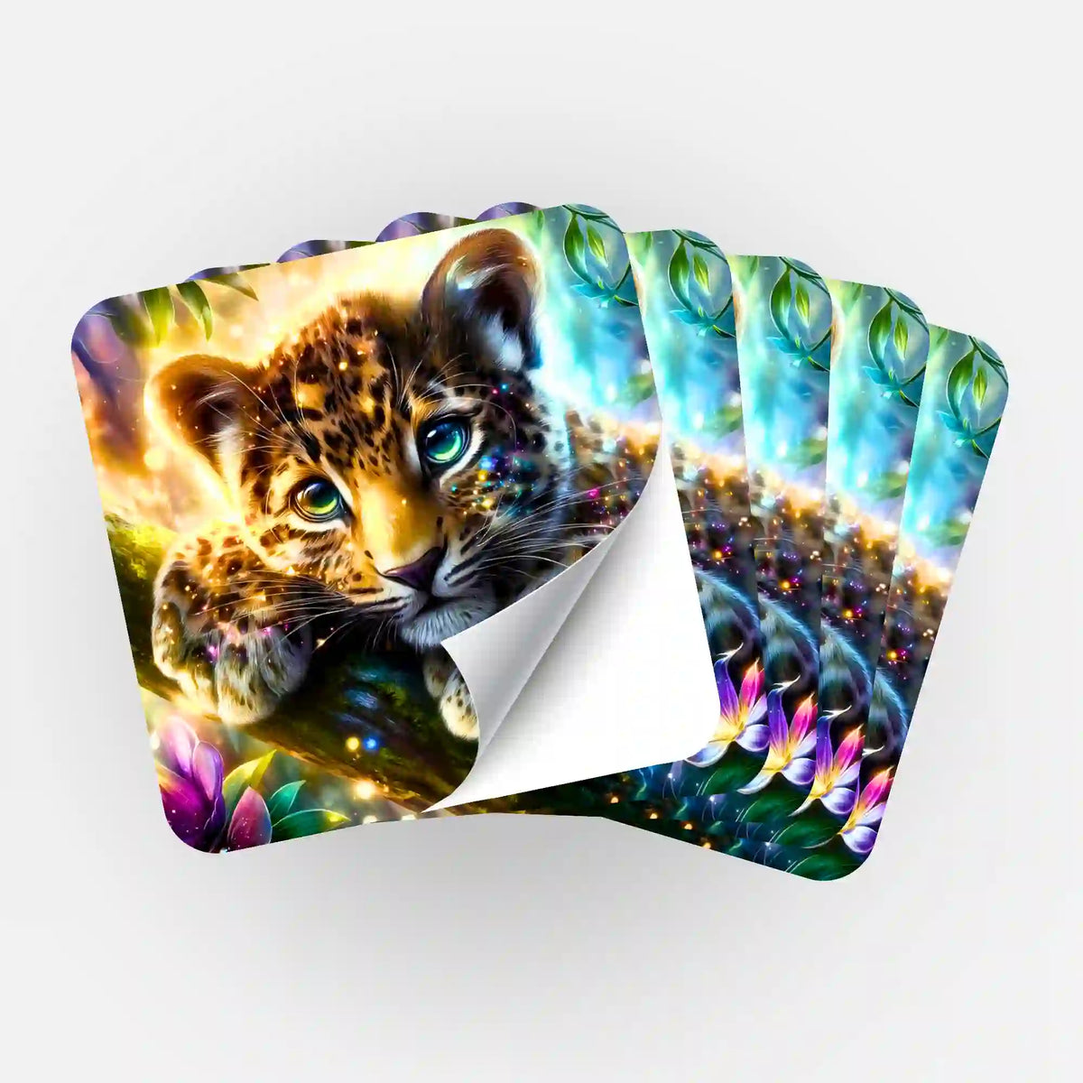 5er-Set Aufkleber Sonnenfunke mit süßem Leopard-Motiv für Diamond Painting Fans zur Organisation von Zubehör