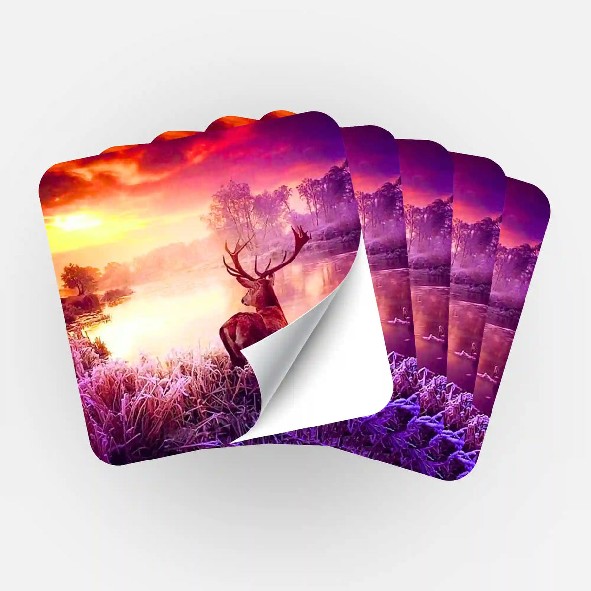 5er-Set Sticker Hirsch im Sonnenaufgang zur Organisation von Diamond Painting und Malen nach Zahlen Zubehör