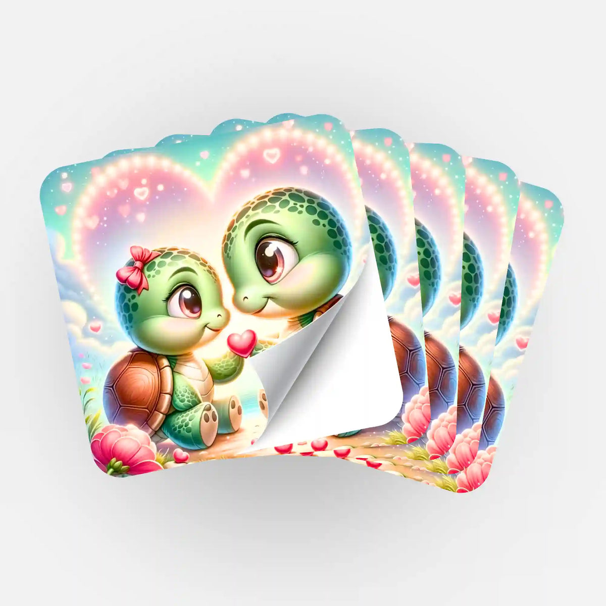 5er-Set Sticker mit süßen Schildkröten-Motiv für Diamond Painting Fans und zur Organisation von Bastelsets