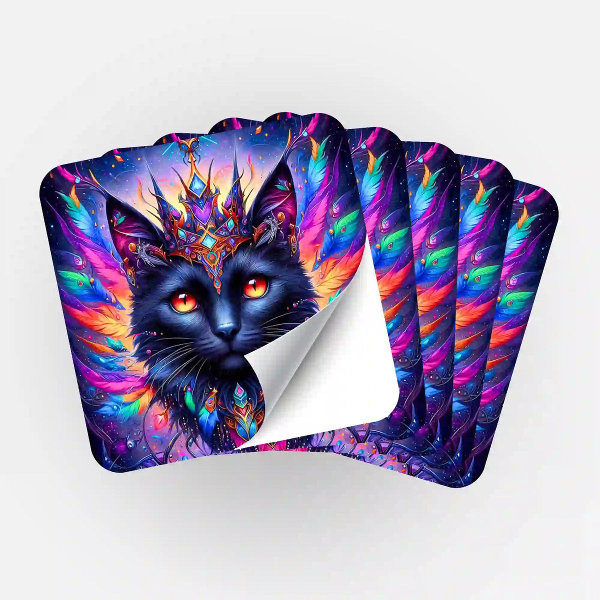 5er-Set Sticker Mystic Colorsplash Cat Motiv zur Organisation von Diamond Painting und Malen nach Zahlen Zubehör