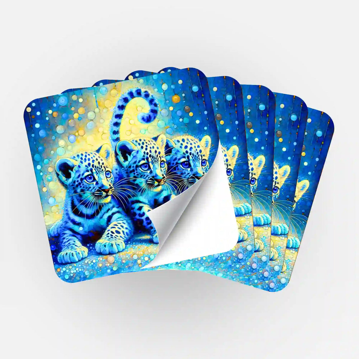 5er-Set Aufkleber Leopardenbabys für Diamond Painting Zubehör und Organisation
